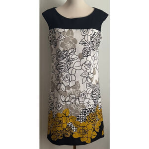 Women's Signature by Sangria Floral Sheath Dress Size 10 White Yellow